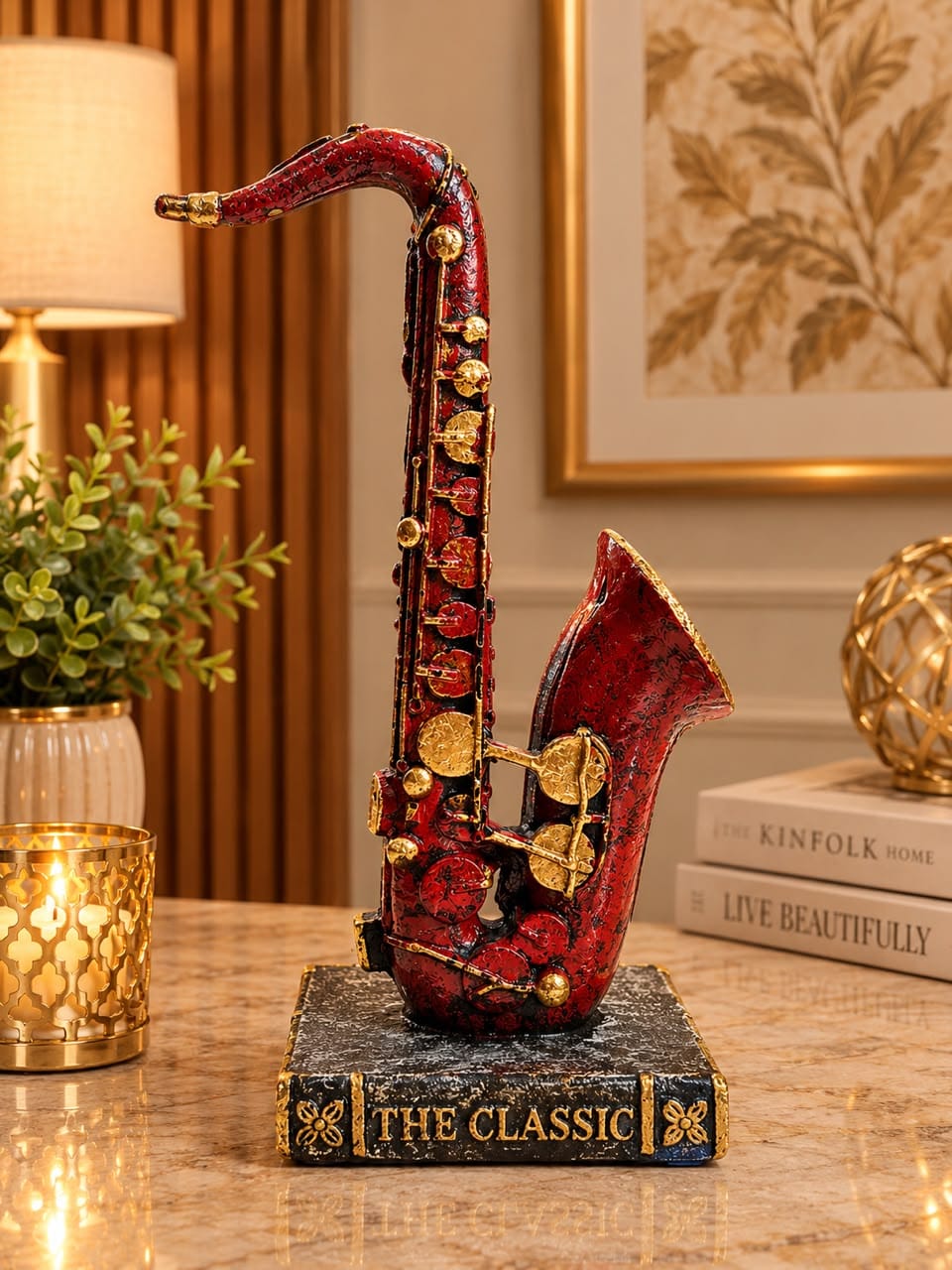 Classic Saxophone Decorative Sculpture - Red Gold