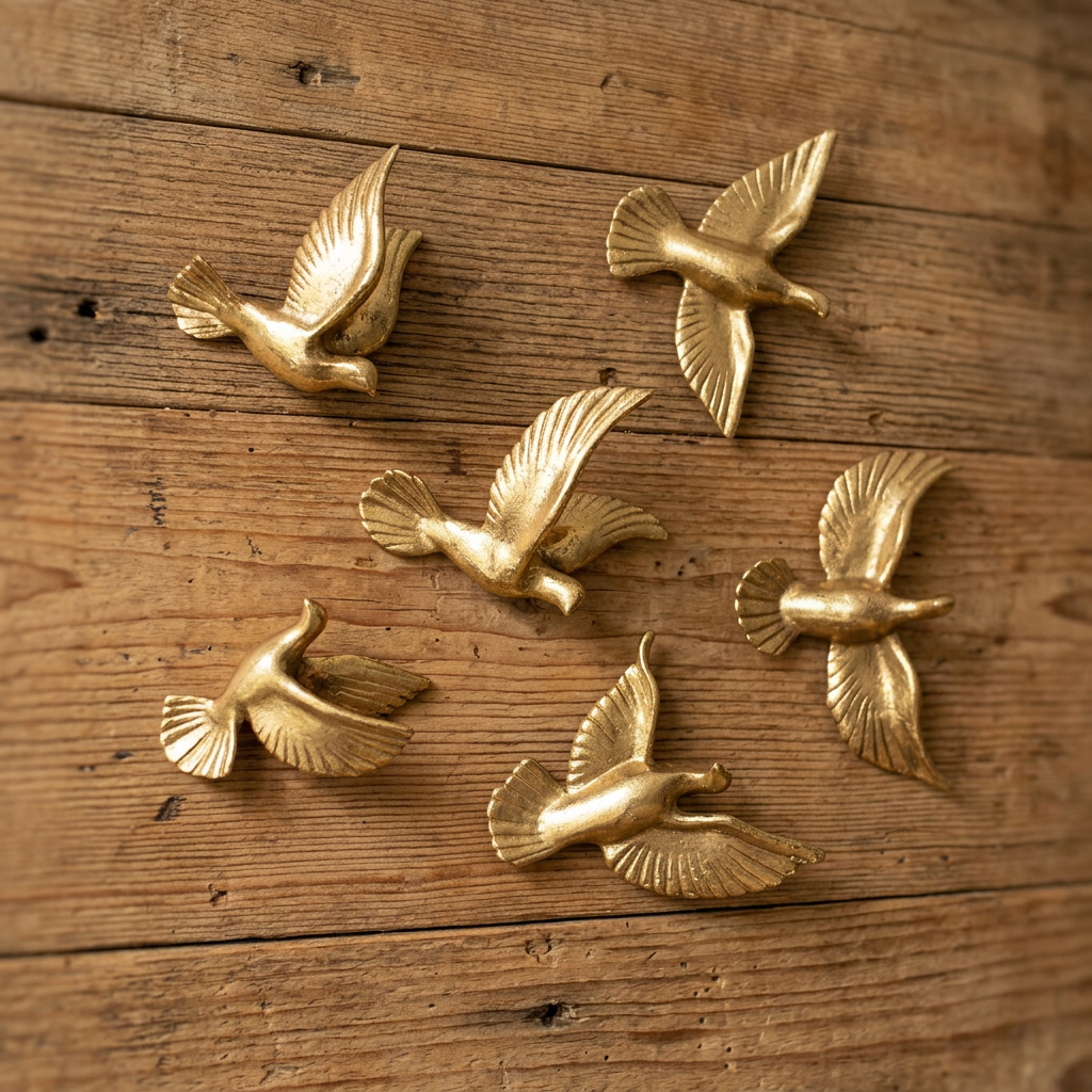 Gold Flying Birds Wall Decor Set