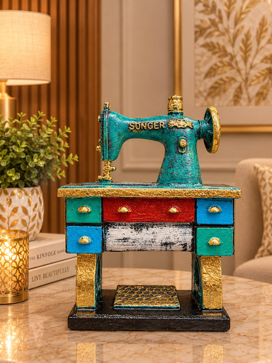 Teal Vintage Singer Sewing Machine Sculpture