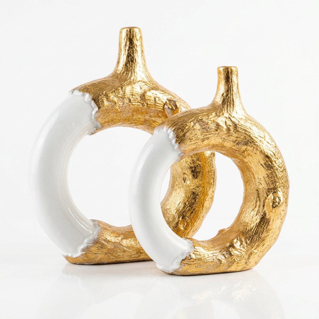 White Gold Ring Vase Set