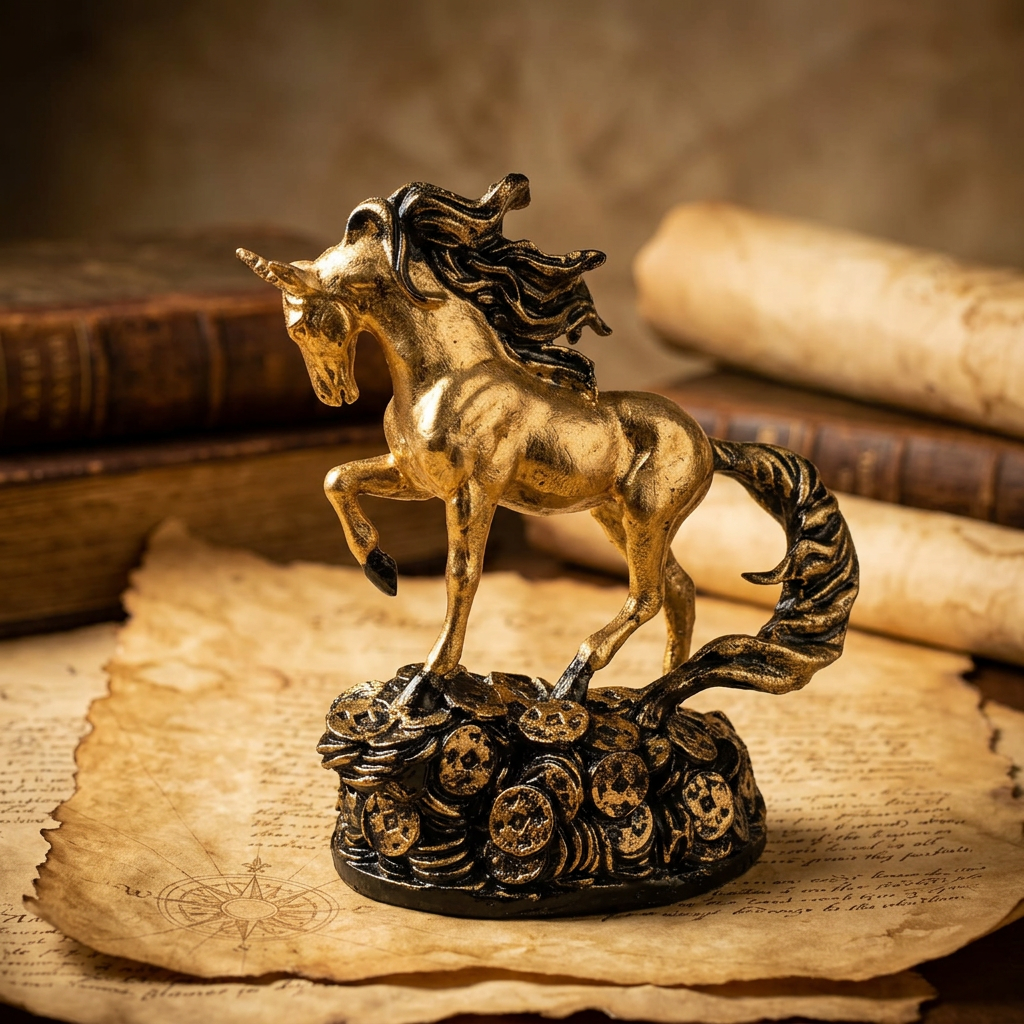 Gold Horse Statue Antique Background