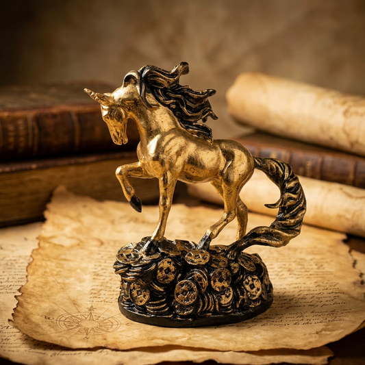 Gold Horse Statue Antique Background